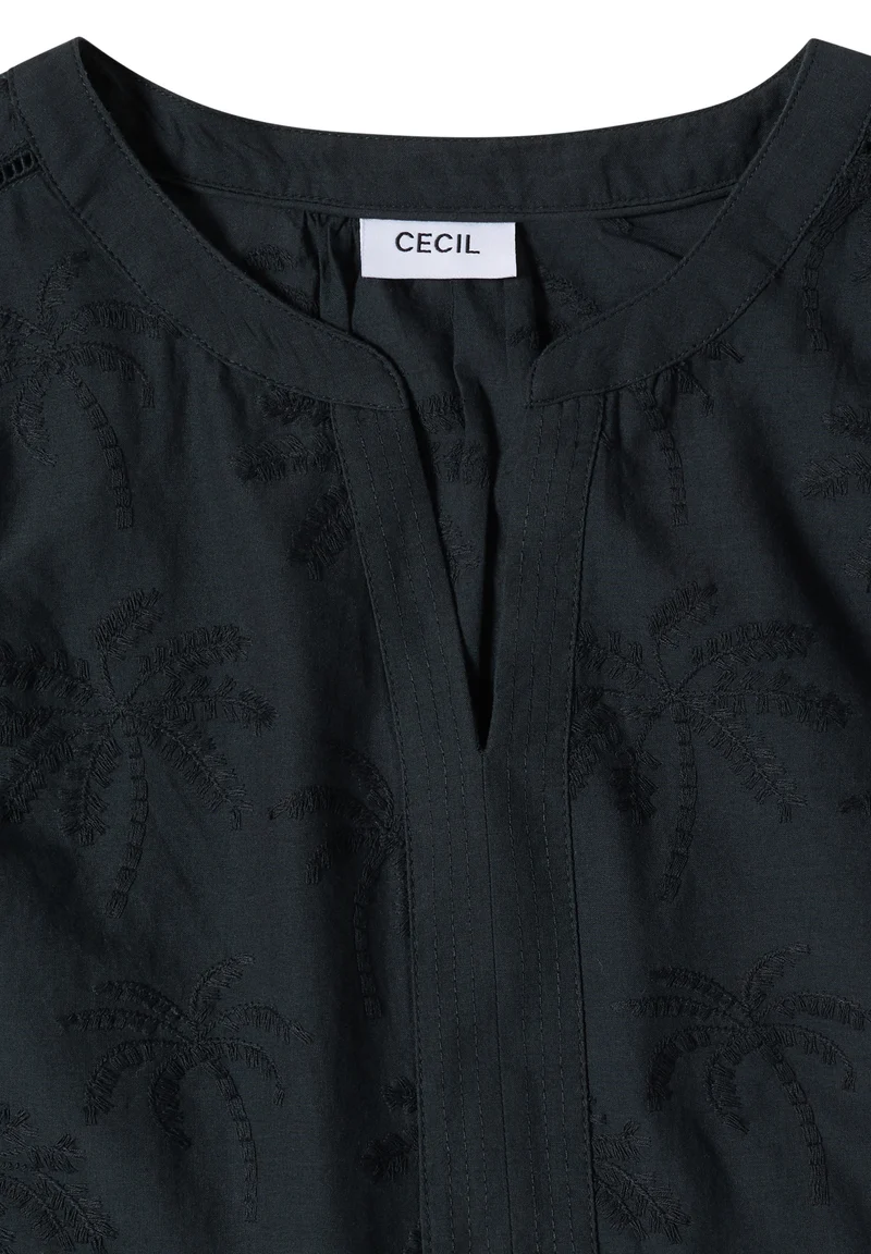 Solid Embroidery Blouse, palm breeze green