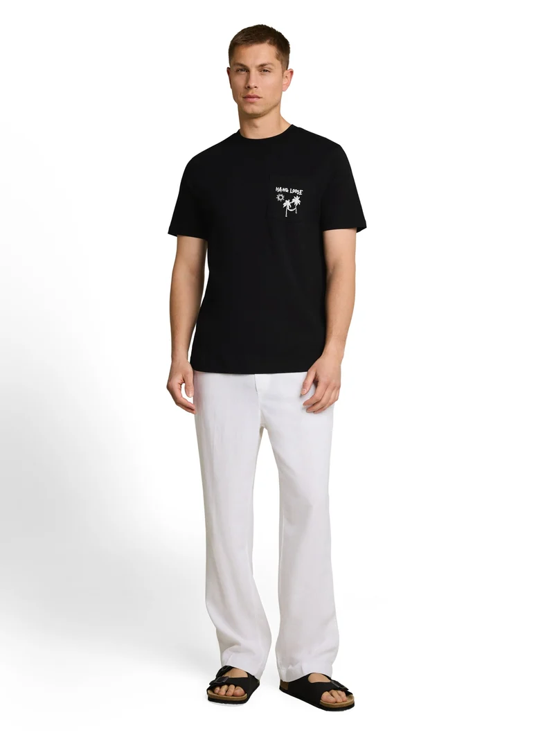rounded hem pocket t-shirt, Black