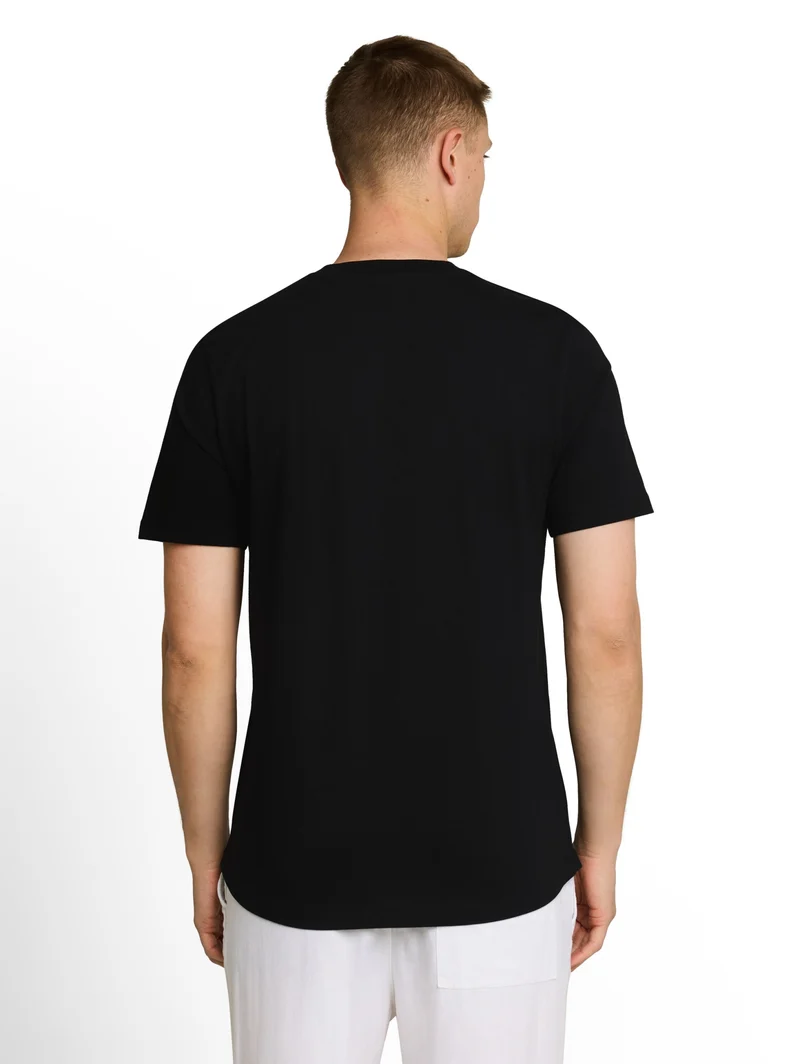 rounded hem pocket t-shirt, Black