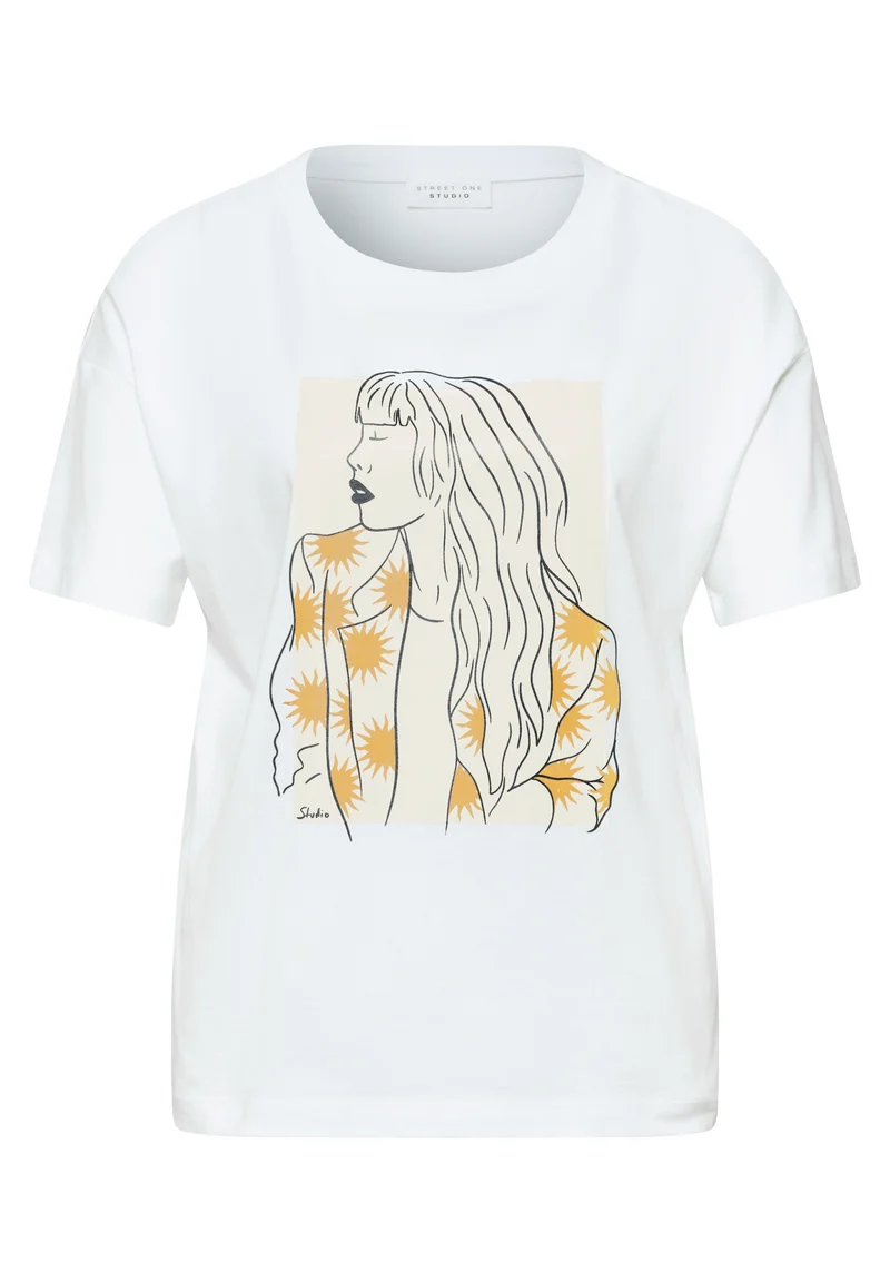 lady print shirt, White