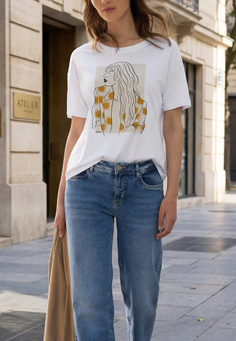 lady print shirt, White