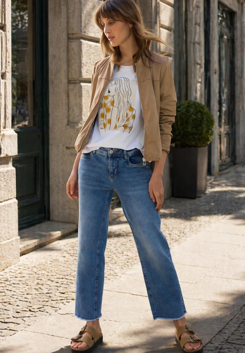 lady print shirt, White