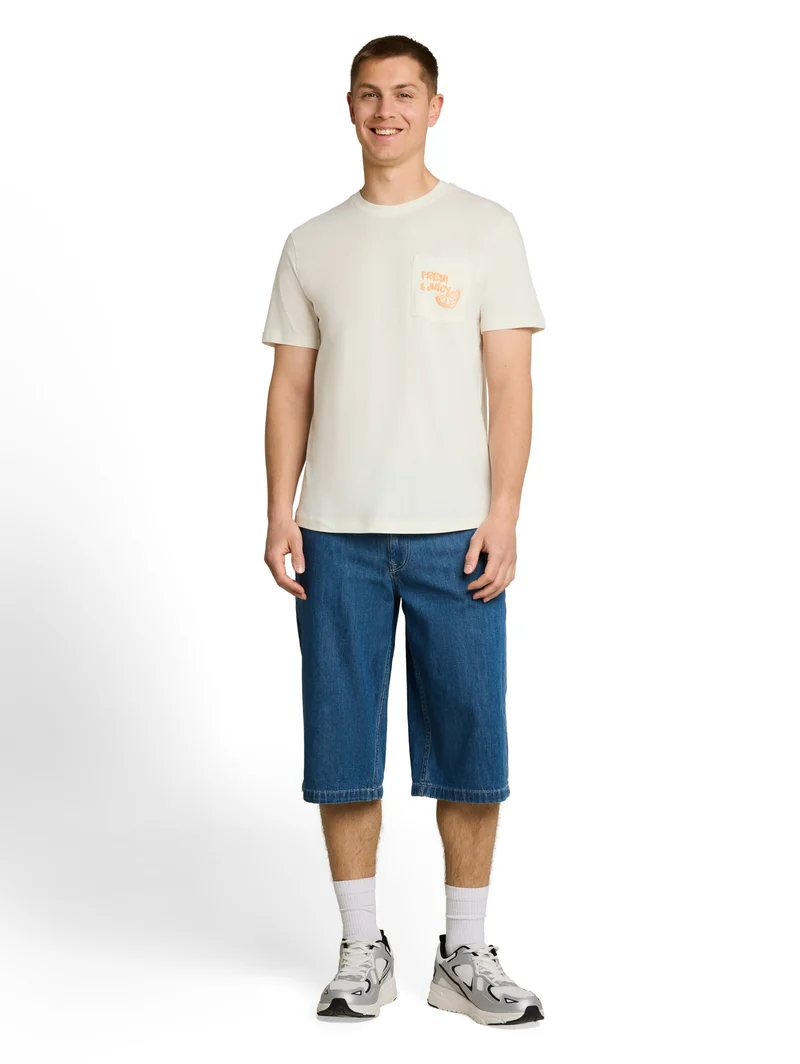 rounded hem pocket t-shirt, Wool White