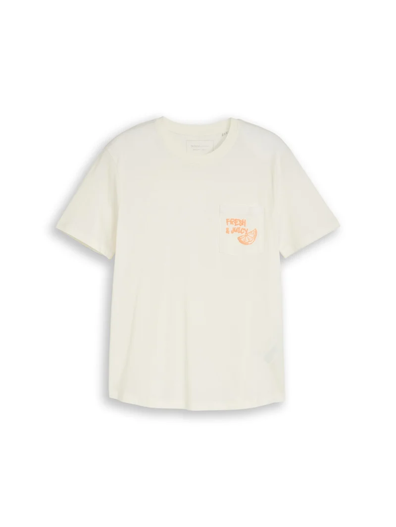 rounded hem pocket t-shirt, Wool White