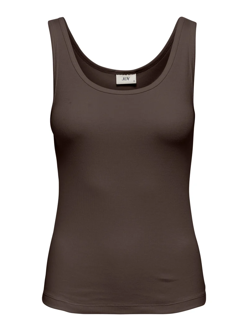 JDYLUCKY S/L O NECK TOP JRS DIA, Chicory Coffee