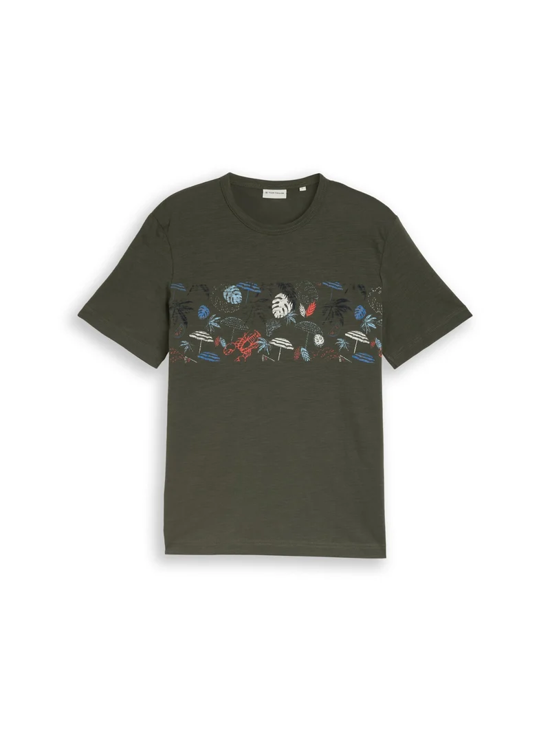 printed t-shirt, deep leaf green