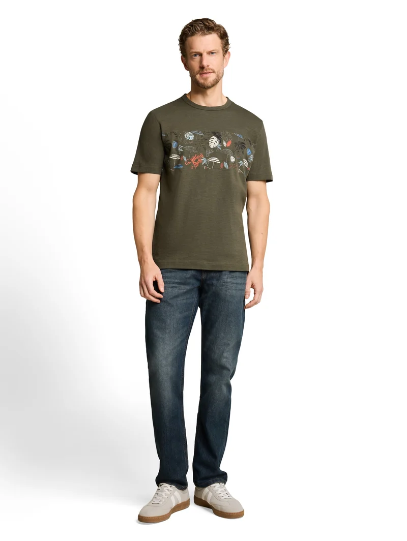 printed t-shirt, deep leaf green