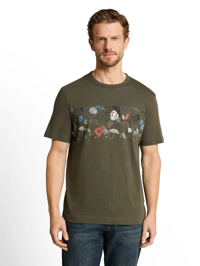 printed t-shirt, deep leaf green