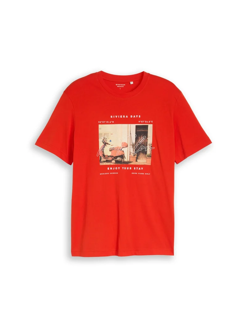 photo print t-shirt, orange red