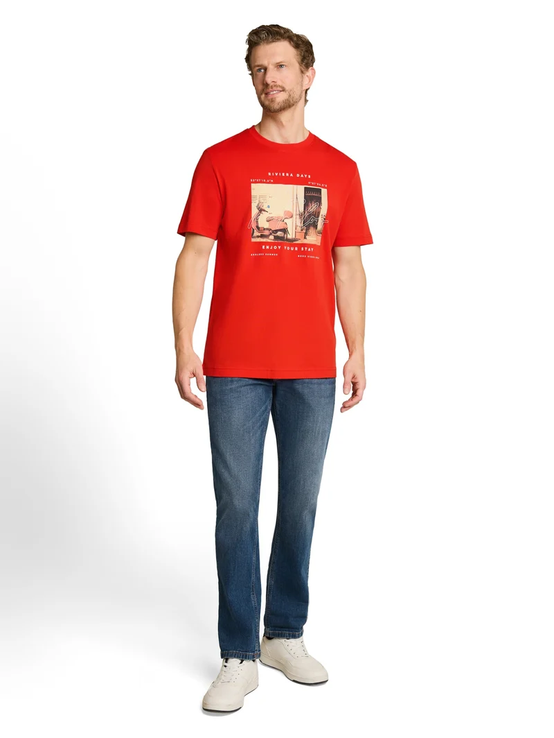 photo print t-shirt, orange red