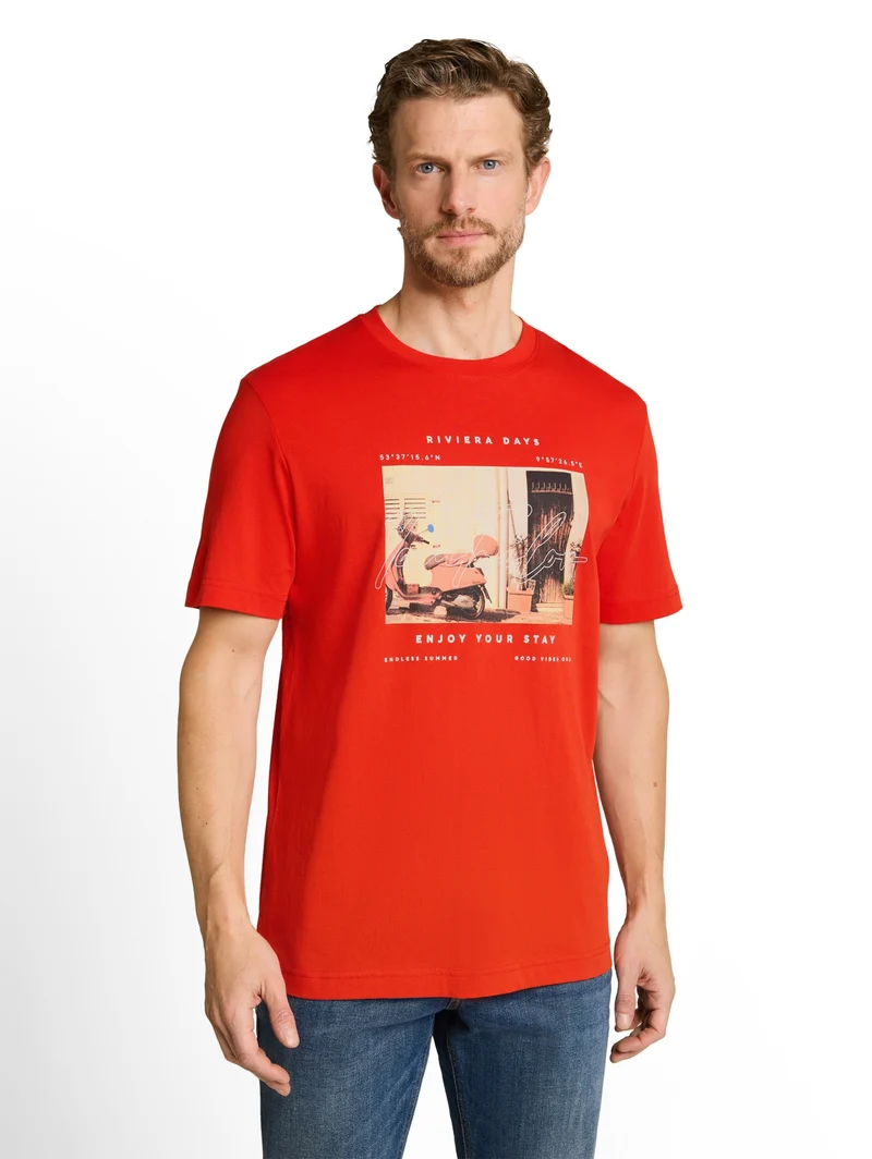 photo print t-shirt, orange red