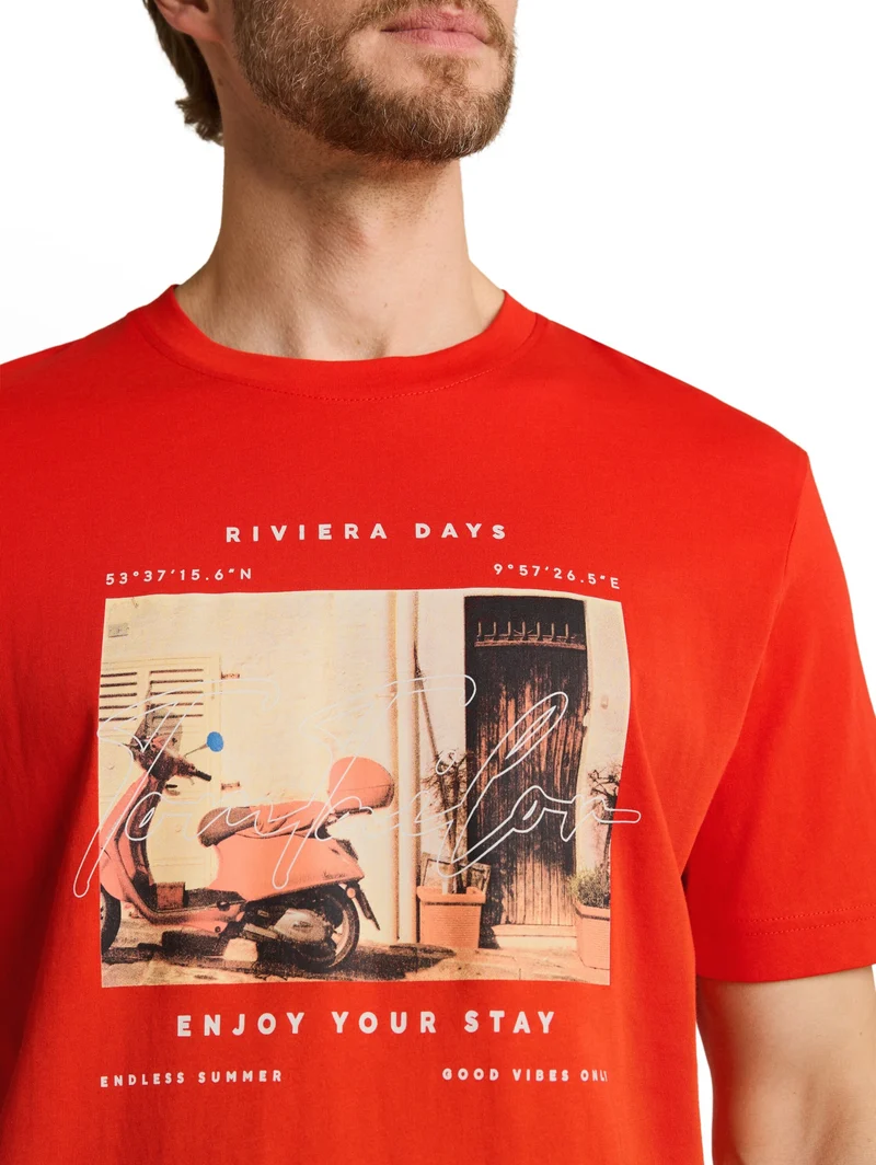 photo print t-shirt, orange red