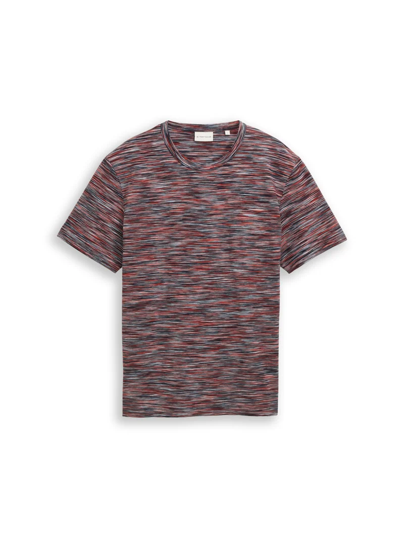 multicolored t-shirt, green red navy spacedye pique