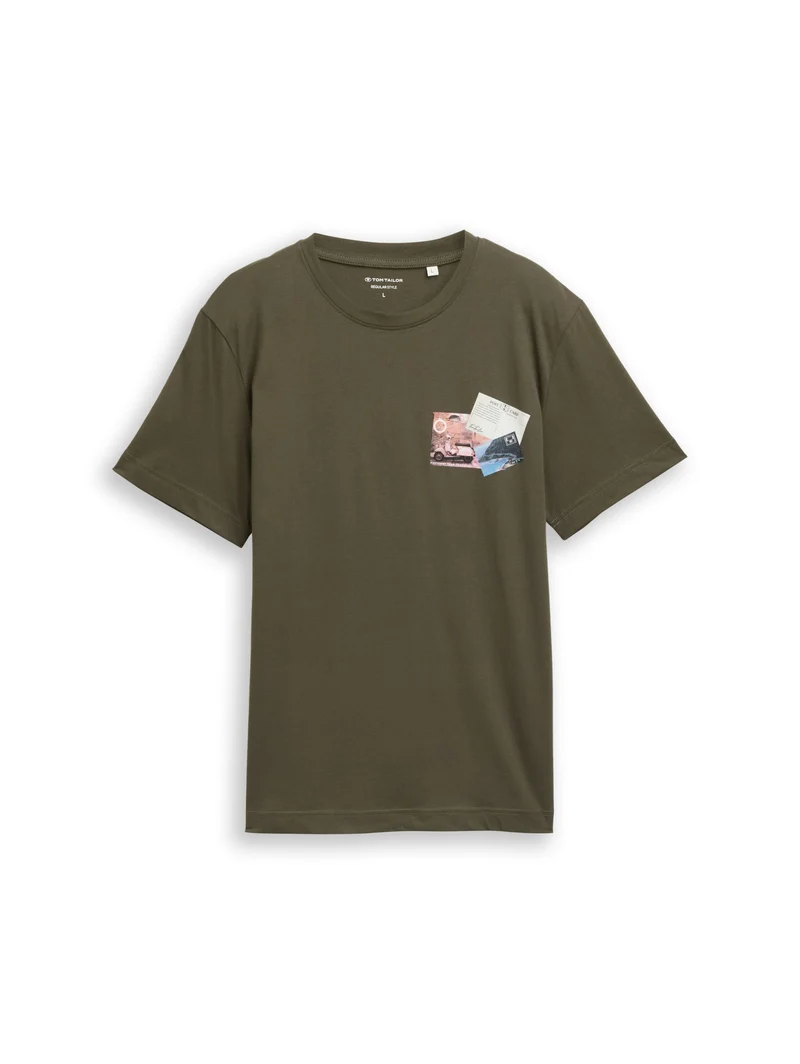photo print t-shirt, deep leaf green