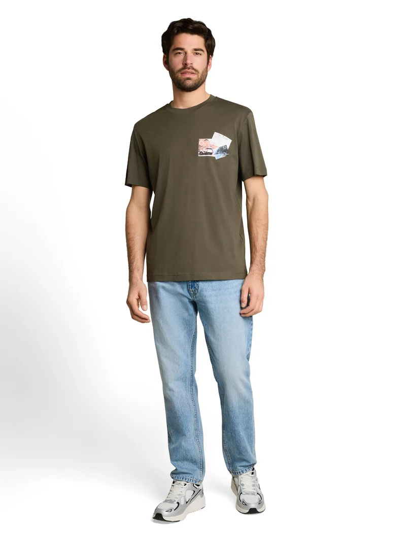 photo print t-shirt, deep leaf green