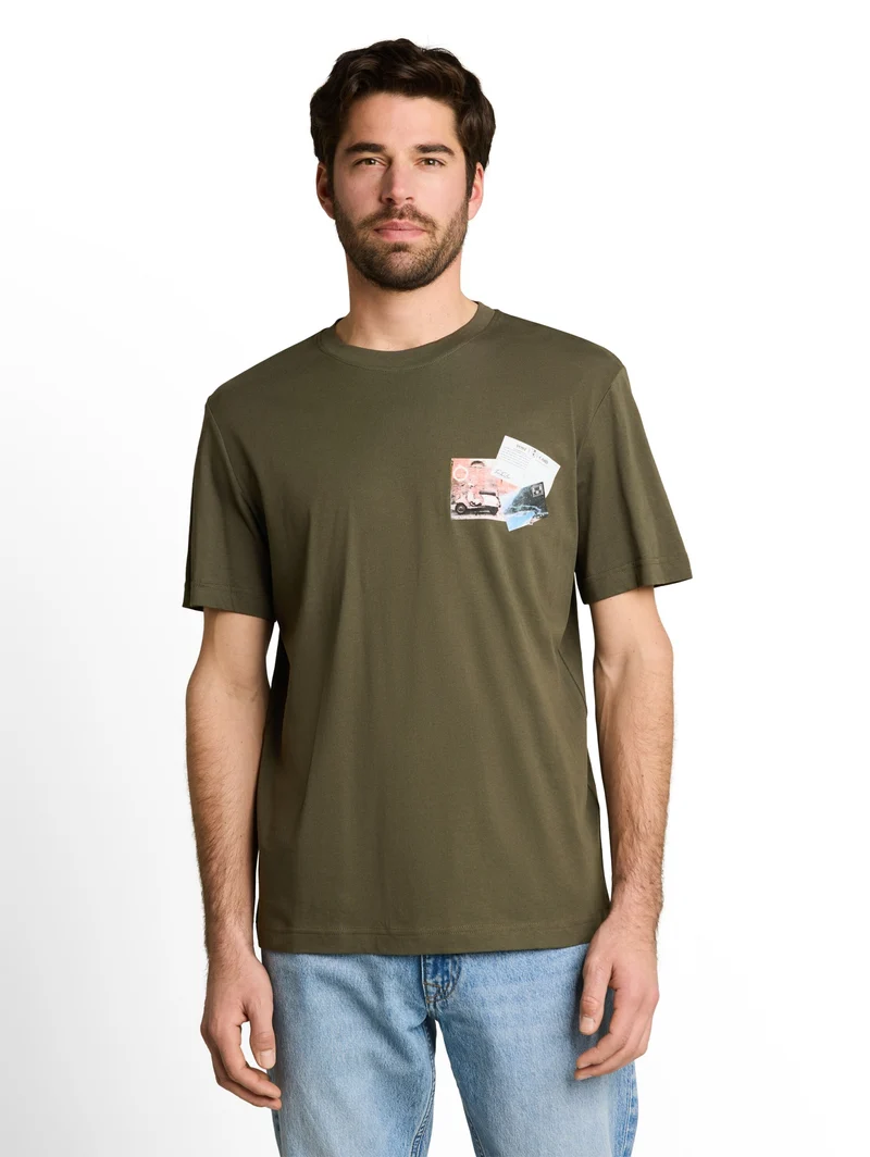 photo print t-shirt, deep leaf green