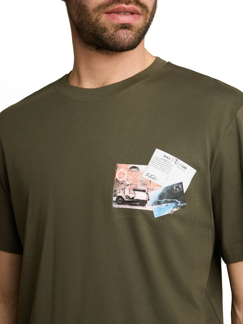 photo print t-shirt, deep leaf green