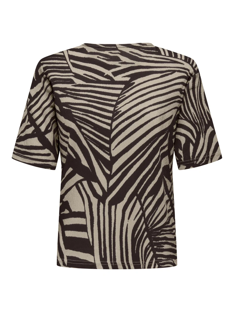 JDYDEBBIE S/S TOP JRS, Sandshell/CHOCOLATE TORTE TROPE