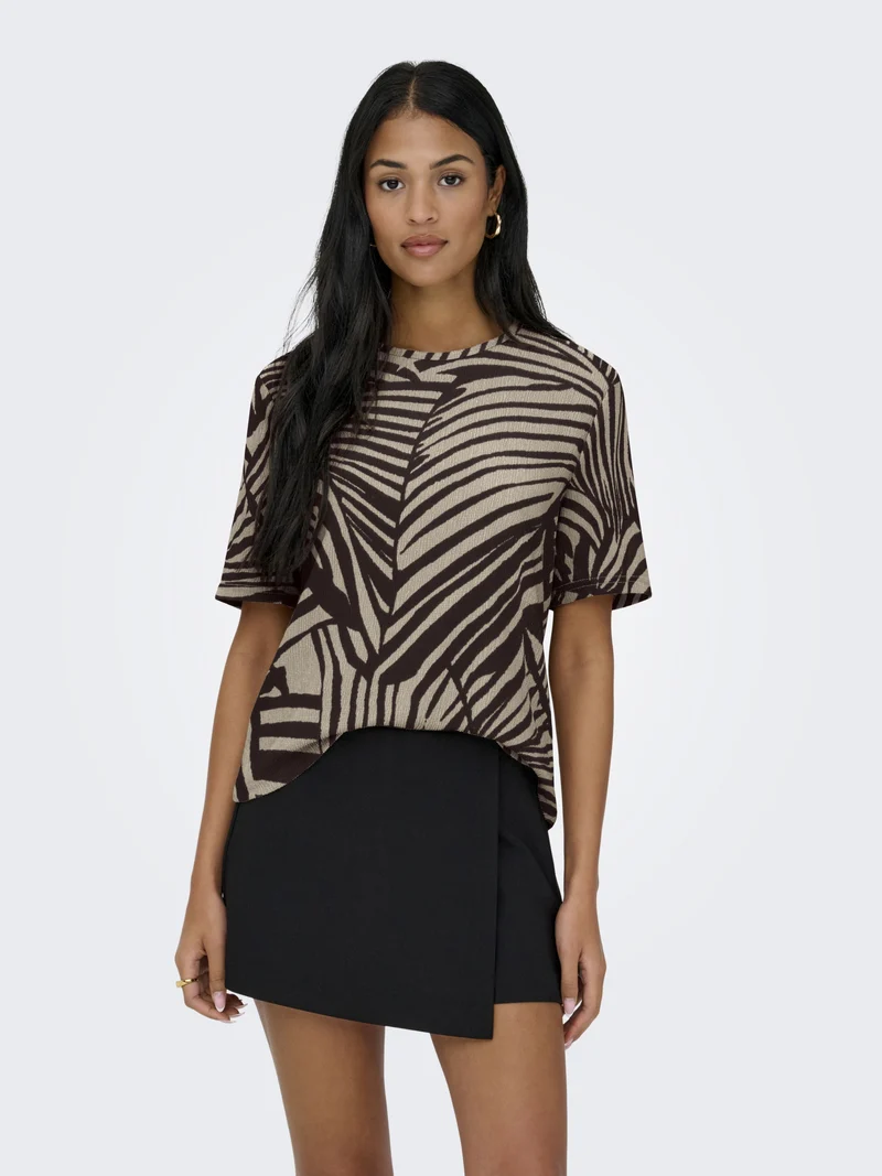 JDYDEBBIE S/S TOP JRS, Sandshell/CHOCOLATE TORTE TROPE