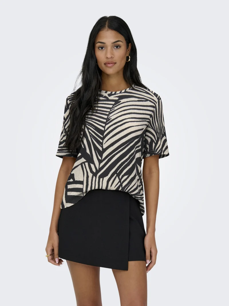 JDYDEBBIE S/S TOP JRS, Sandshell/BLACK TROPE