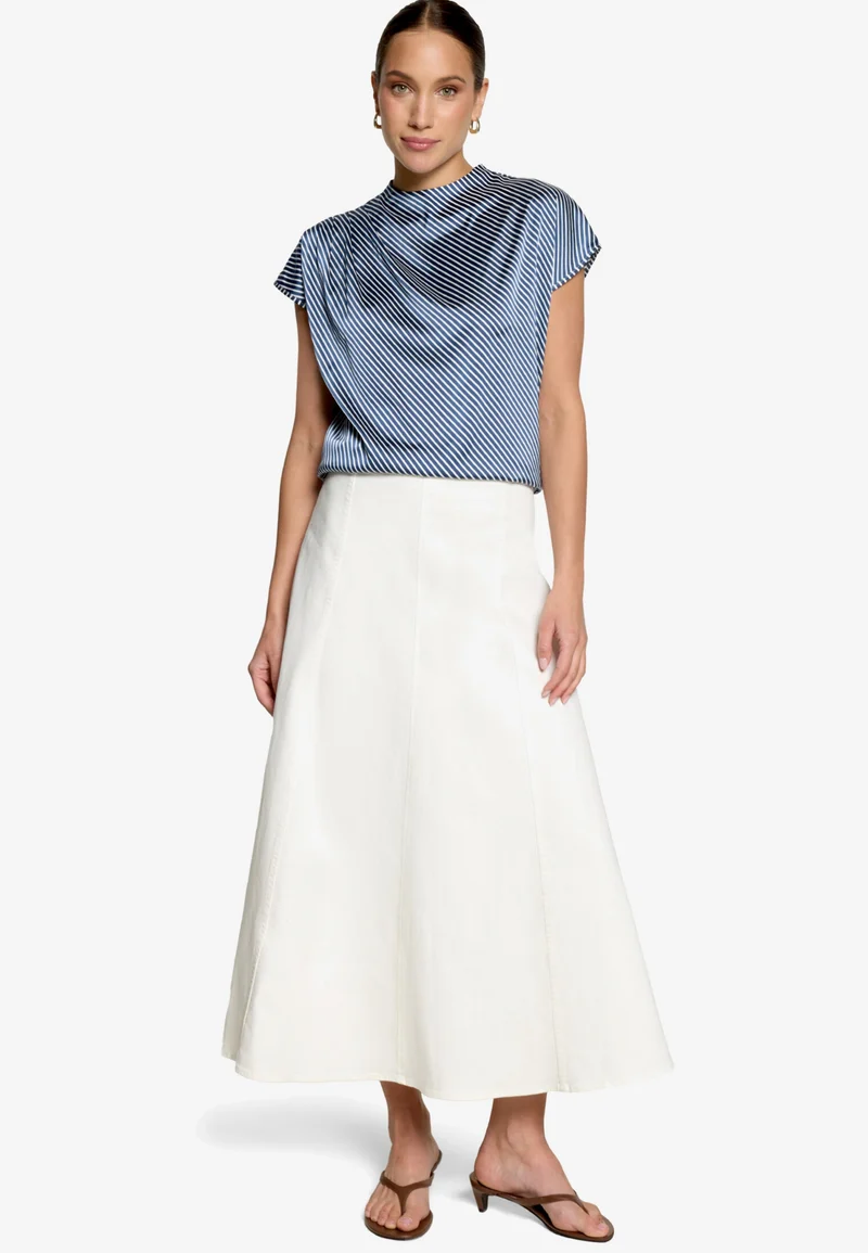 Bluse Kurz 1/2 Arm, Dark Blue/White