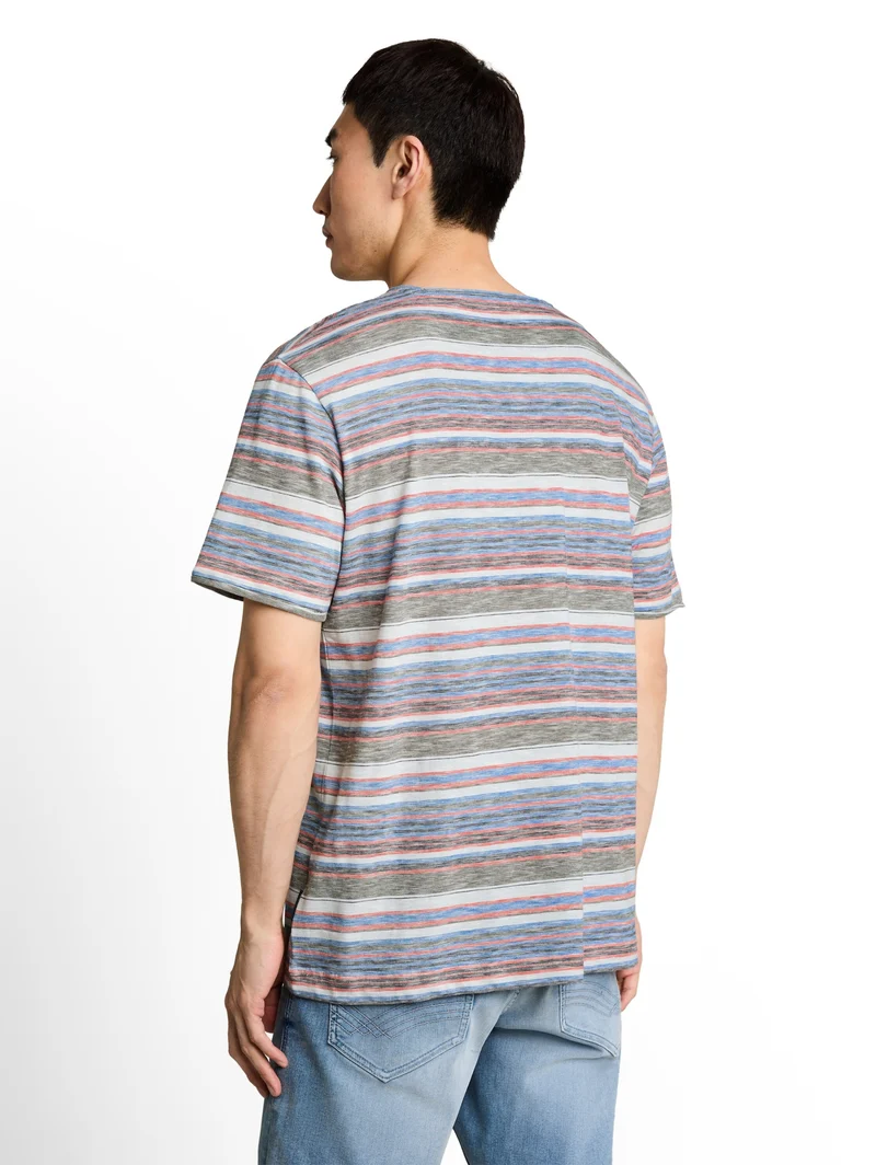 striped t-shirt, white green multicolor stripe