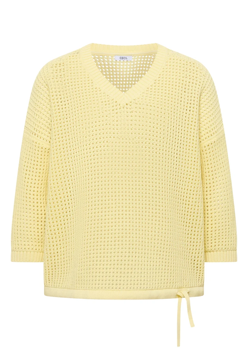 TOS_Crochet V-neck, light buttermilk yellow
