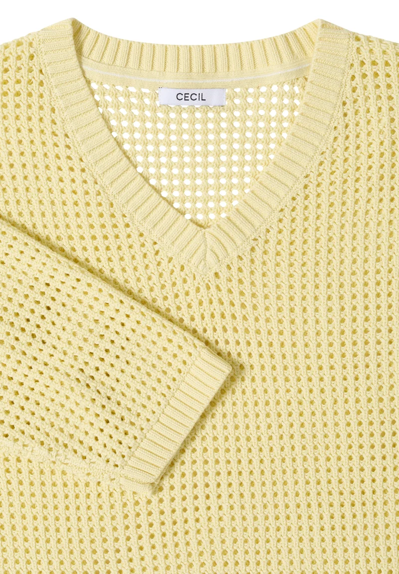 TOS_Crochet V-neck, light buttermilk yellow