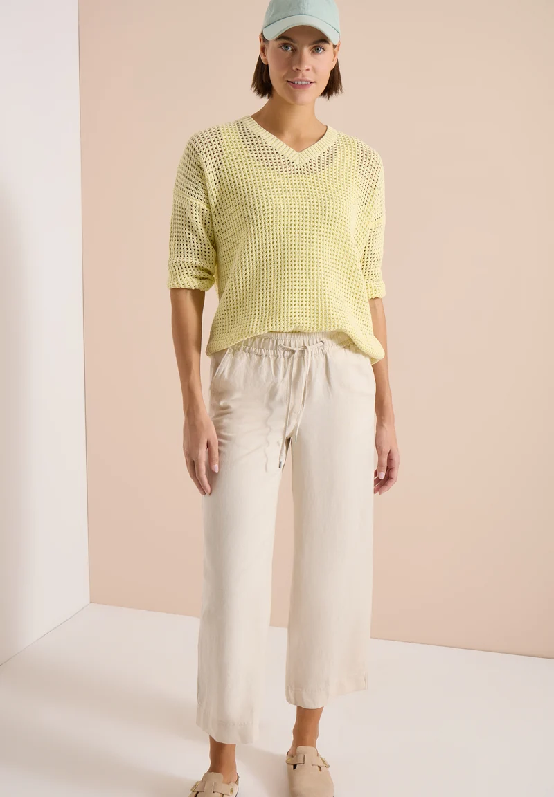 TOS_Crochet V-neck, light buttermilk yellow