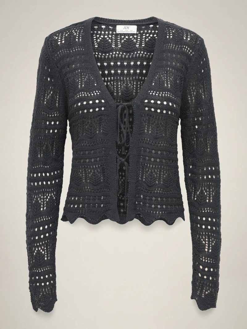 JDYSUN LAY L/S V-NECK TIE CARDIGAN, Phantom