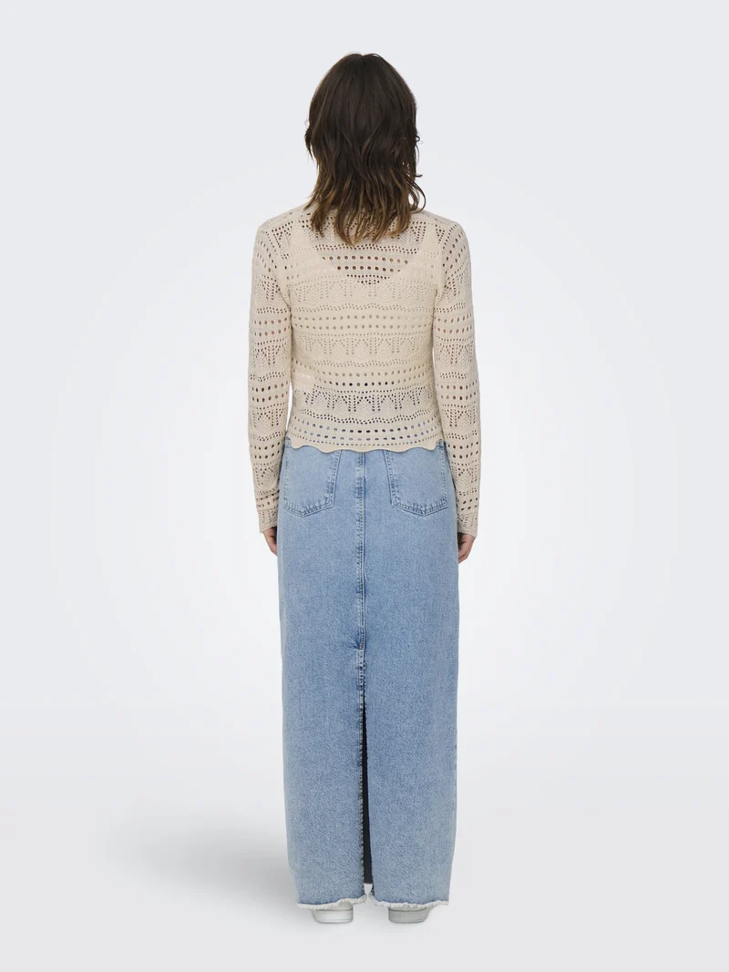 JDYSUN LAY L/S V-NECK TIE CARDIGAN, Tapioca