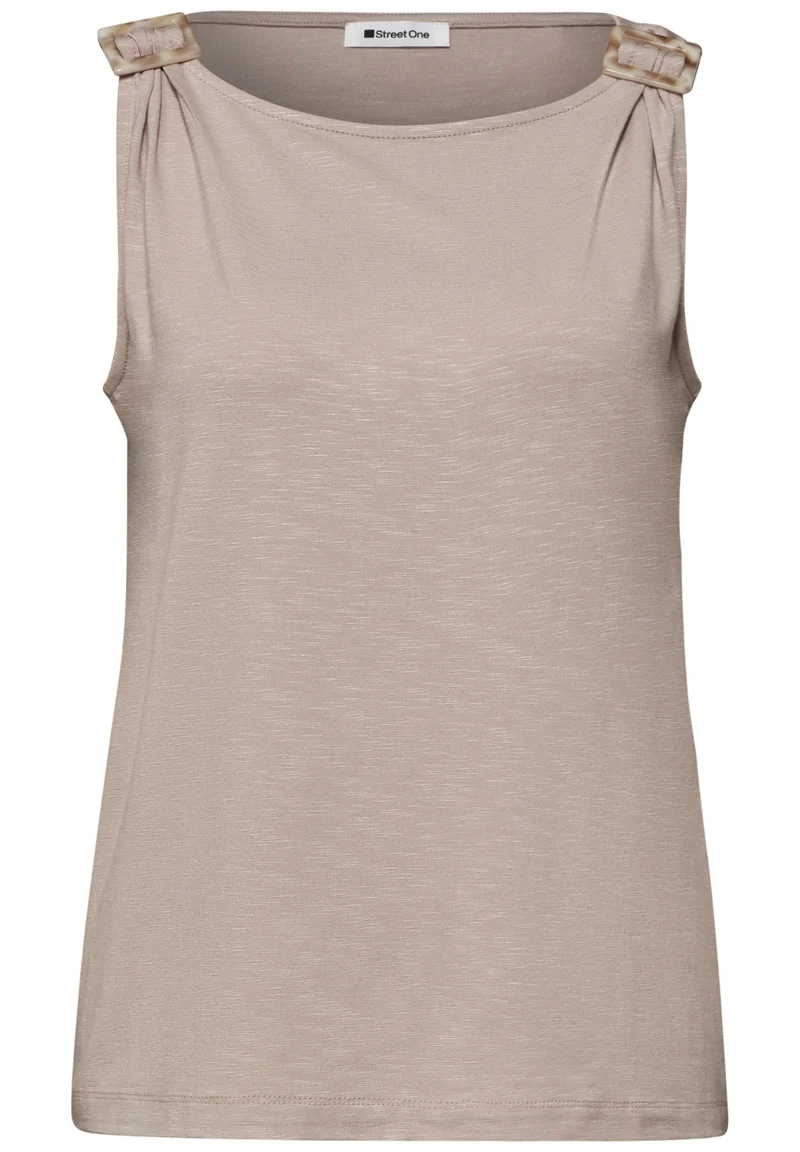 LTD QR slub jersey top w.shoul, clay sand