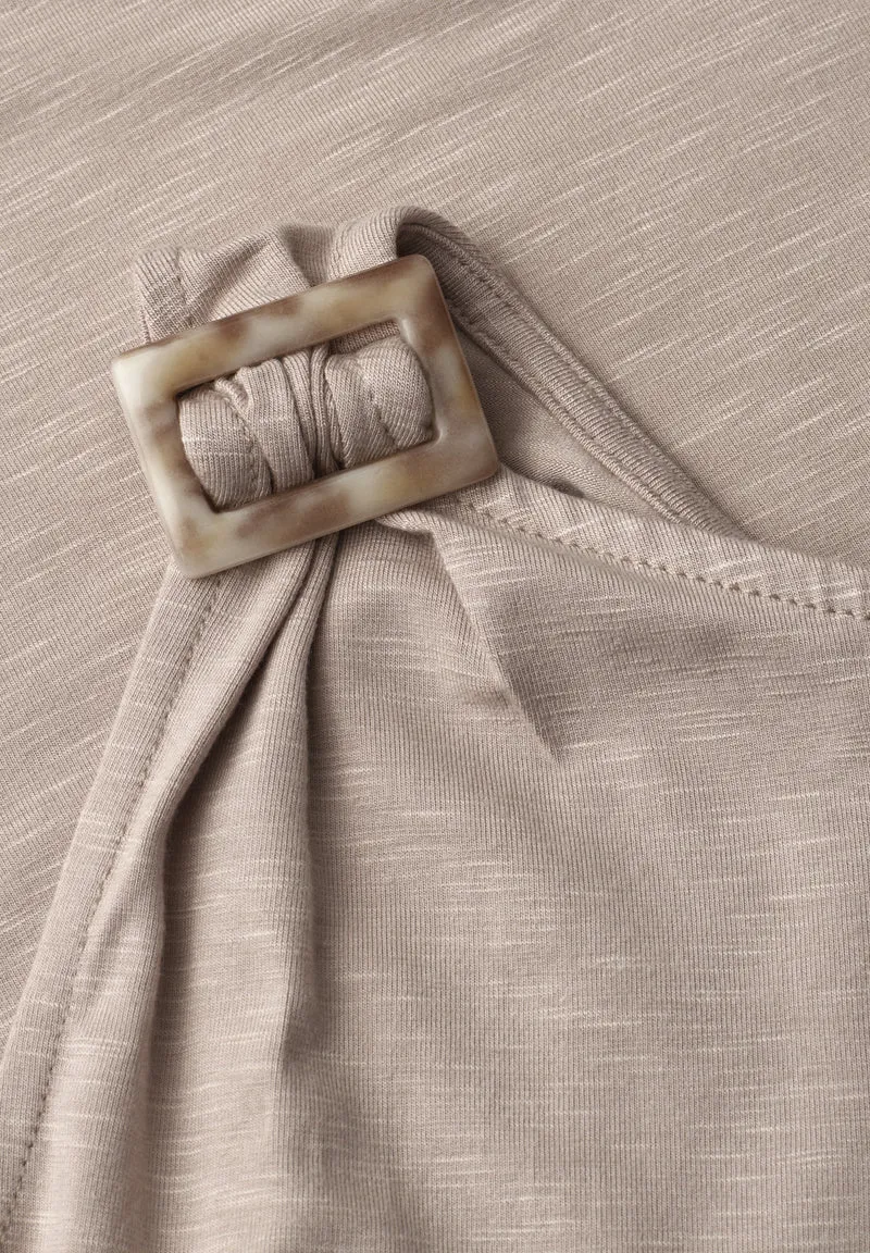 LTD QR slub jersey top w.shoul, clay sand