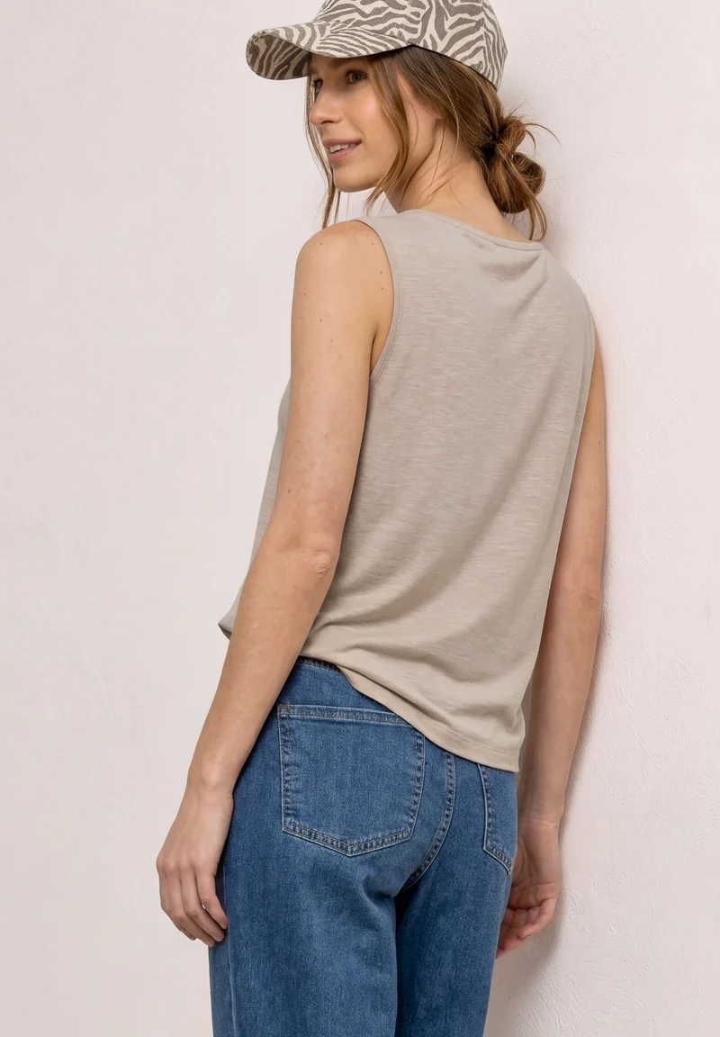 LTD QR slub jersey top w.shoul, clay sand