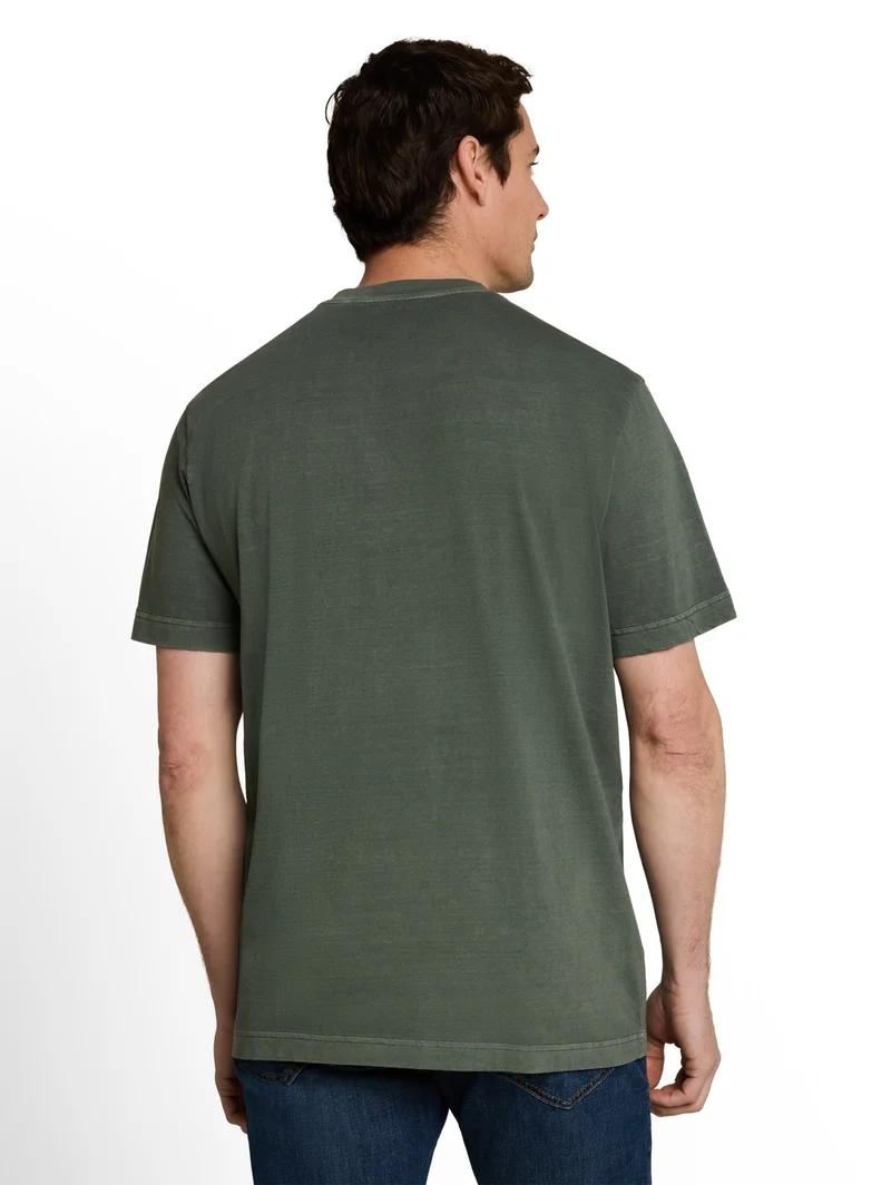 printed garment dye serafino, deep leaf green