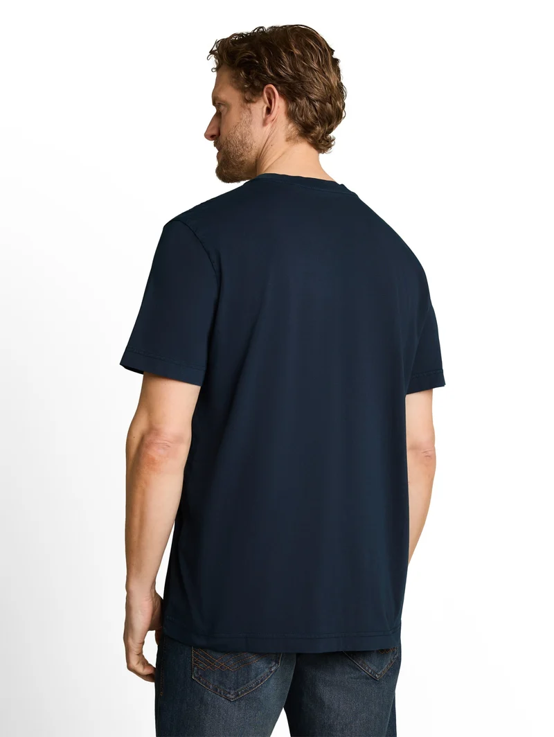 printed garment dye serafino, sky captain blue