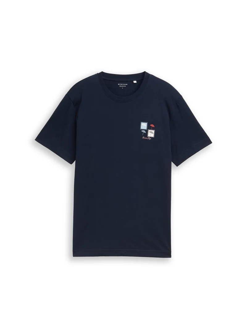 printed t-shirt, sky captain blue