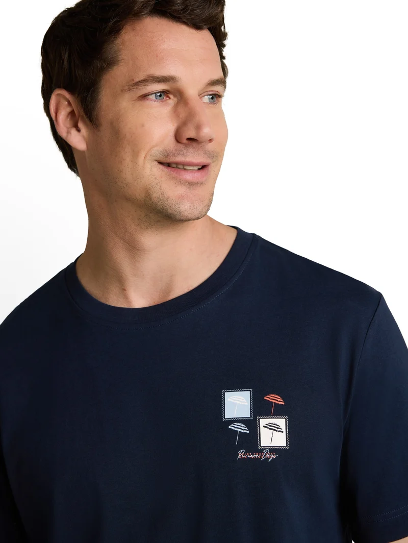 printed t-shirt, sky captain blue