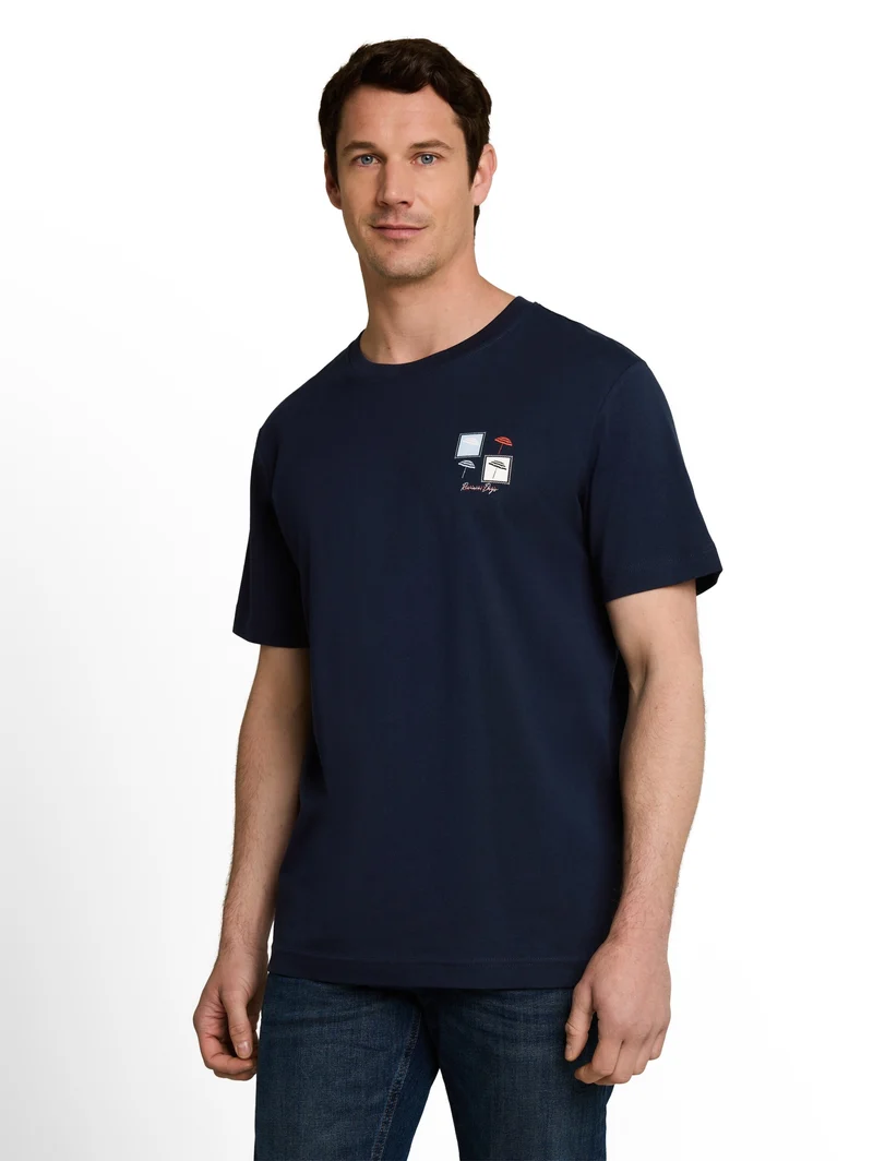 printed t-shirt, sky captain blue