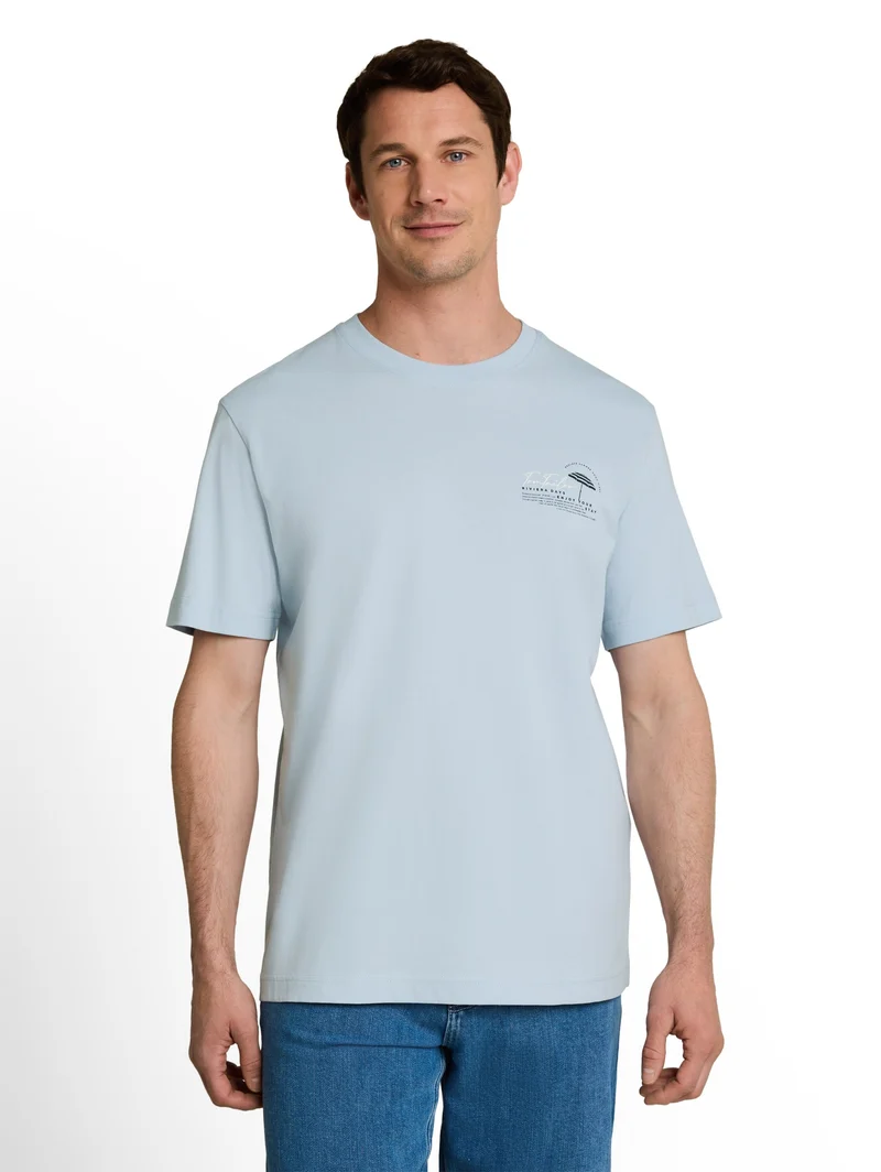 printed t-shirt, light blue grey