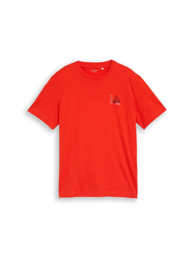 printed t-shirt, orange red