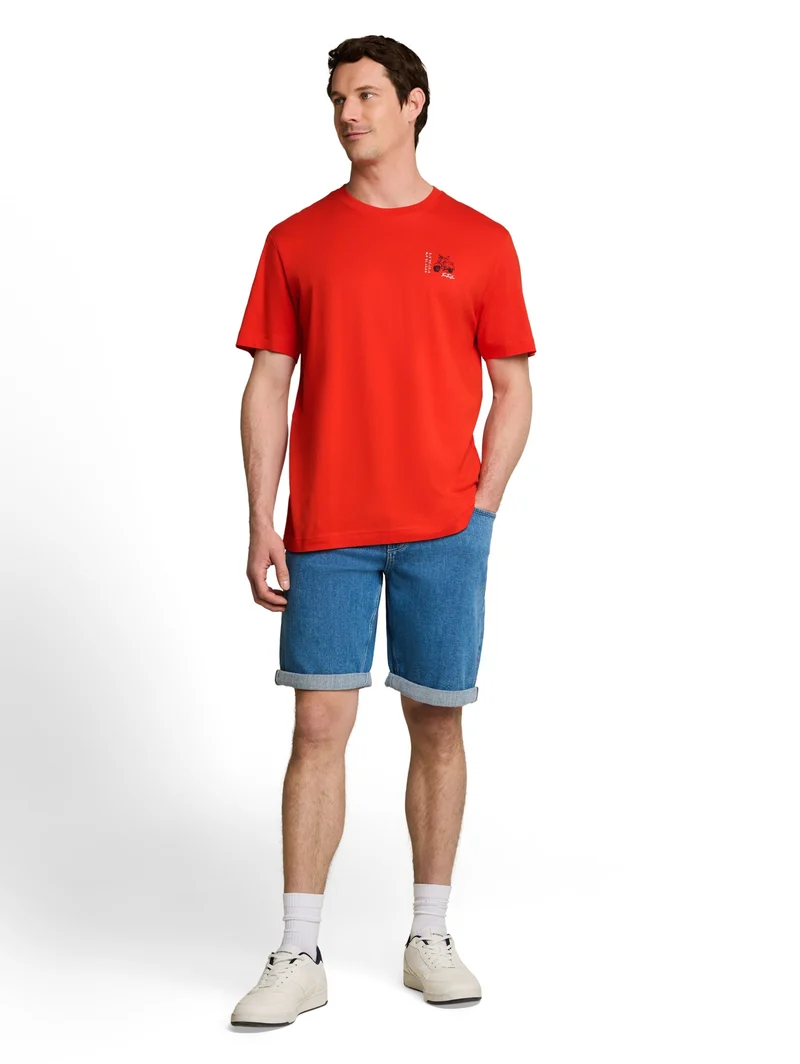 printed t-shirt, orange red