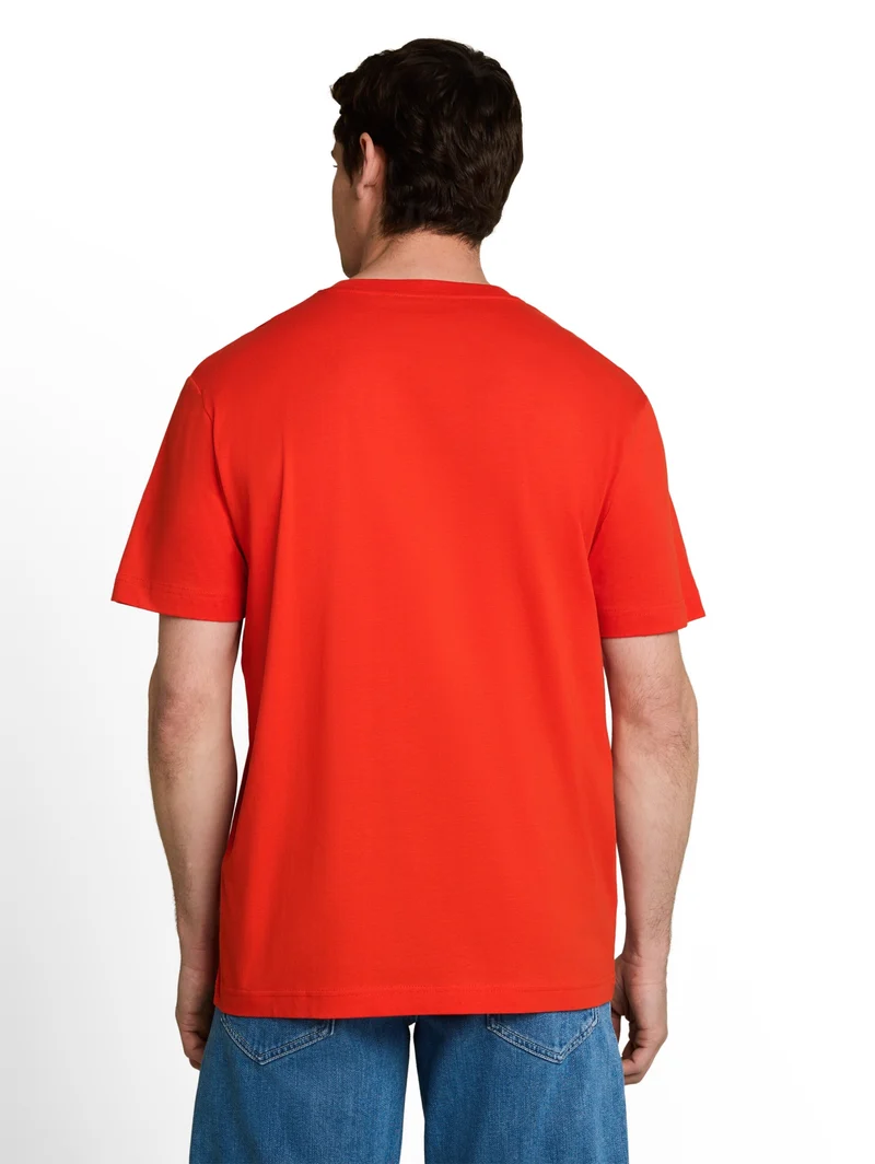 printed t-shirt, orange red