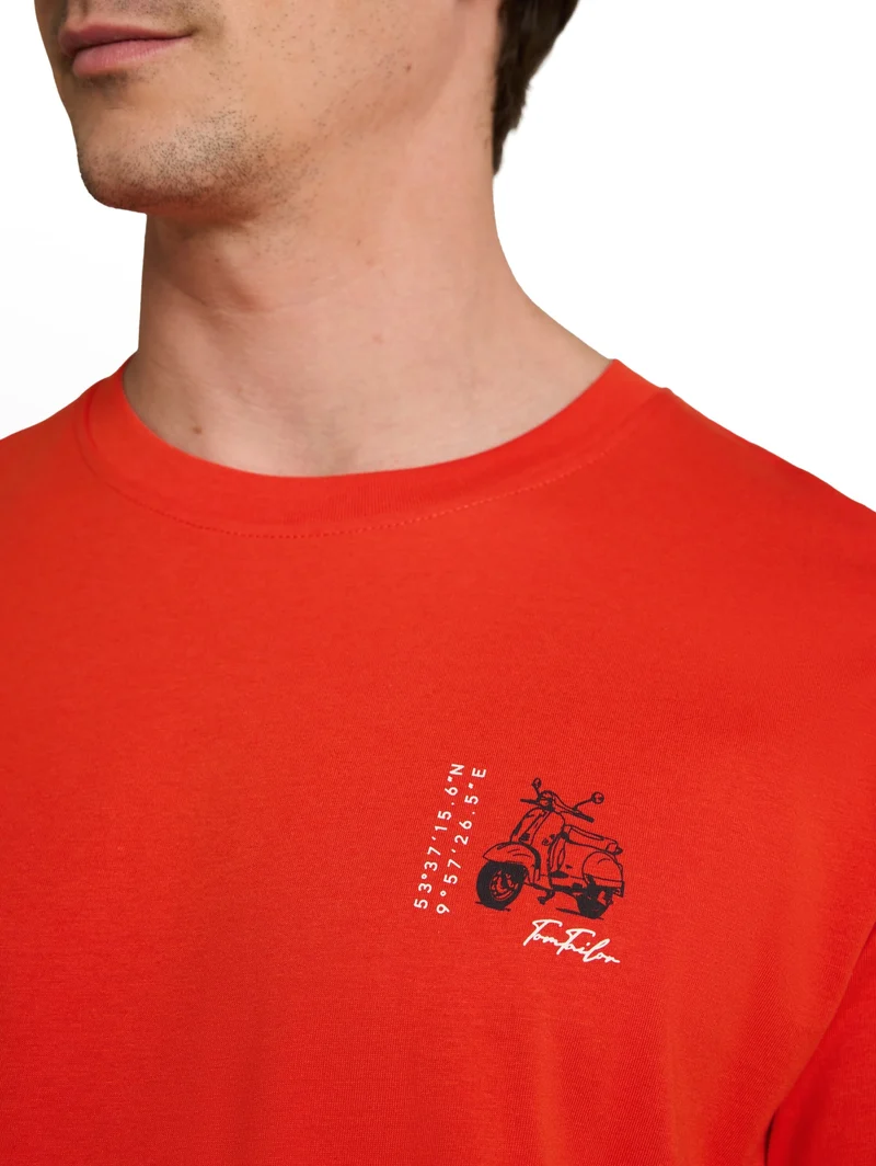 printed t-shirt, orange red