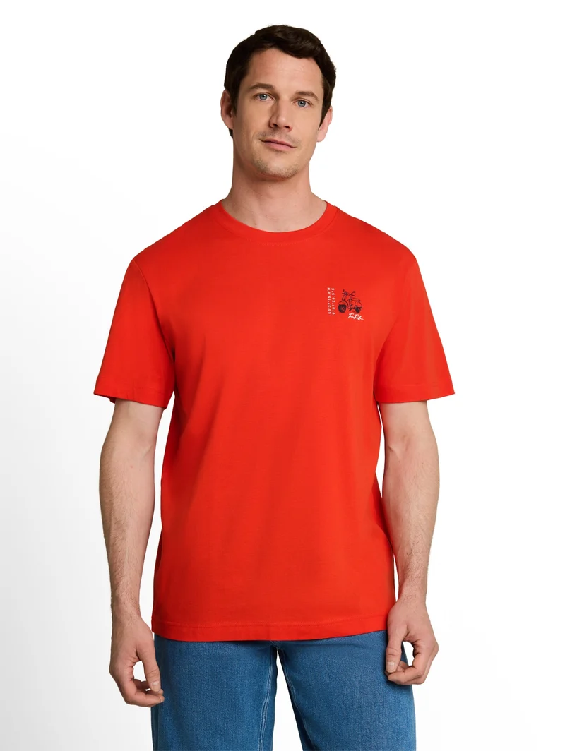 printed t-shirt, orange red