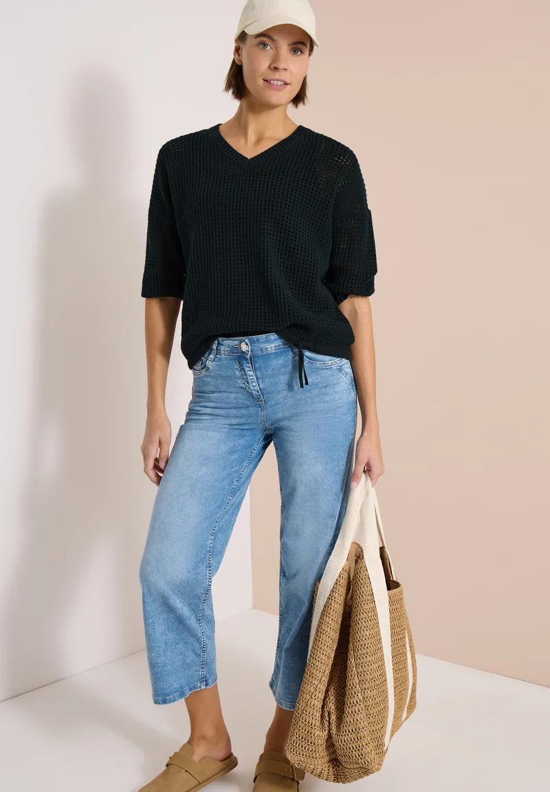 TOS_Crochet V-neck, palm breeze green