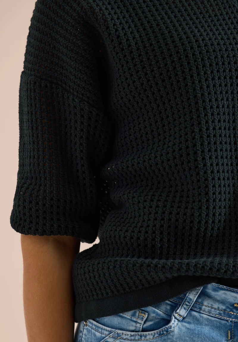 TOS_Crochet V-neck, palm breeze green
