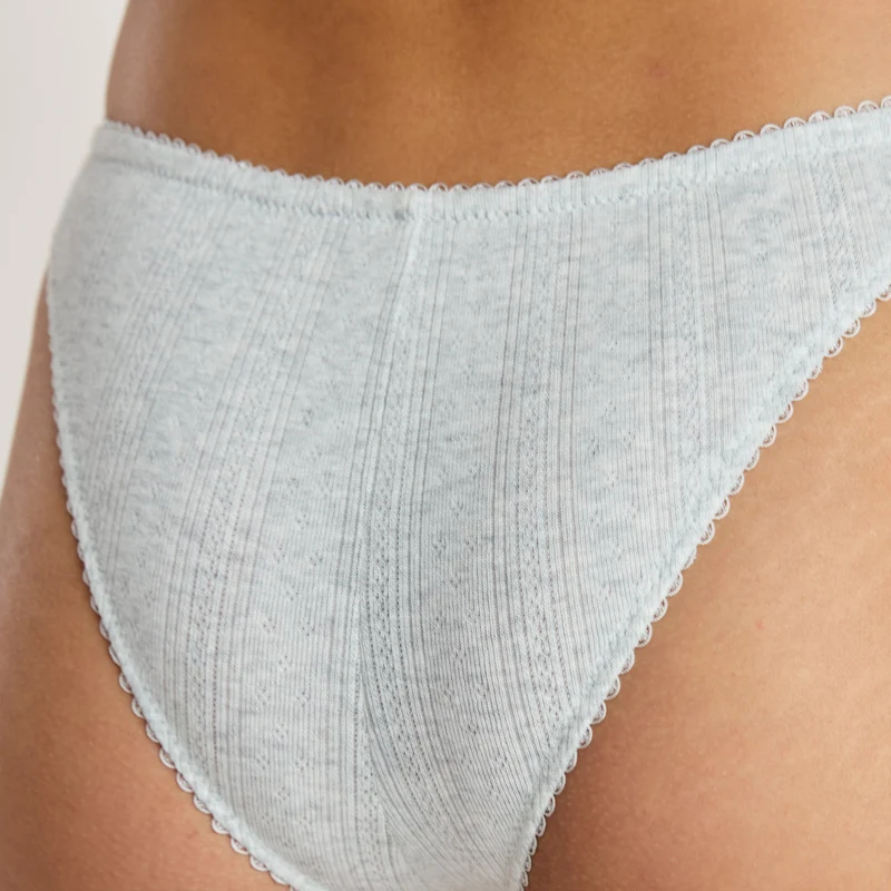 Pointelle Brazilian Slip - Graue Melange