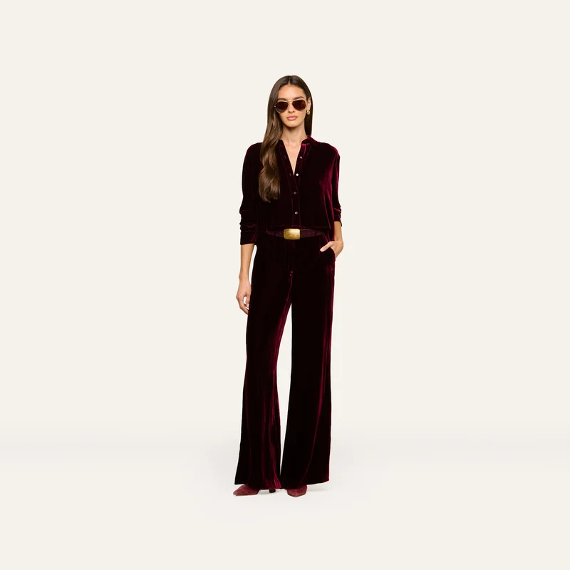 Pilar Velvet Wide-Leg Pant