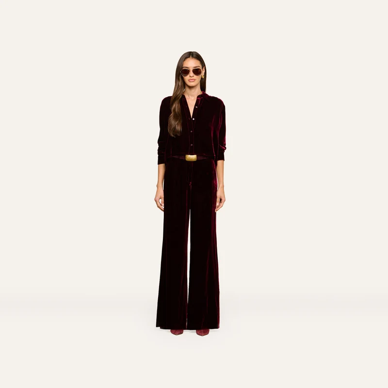 Pilar Velvet Wide-Leg Pant